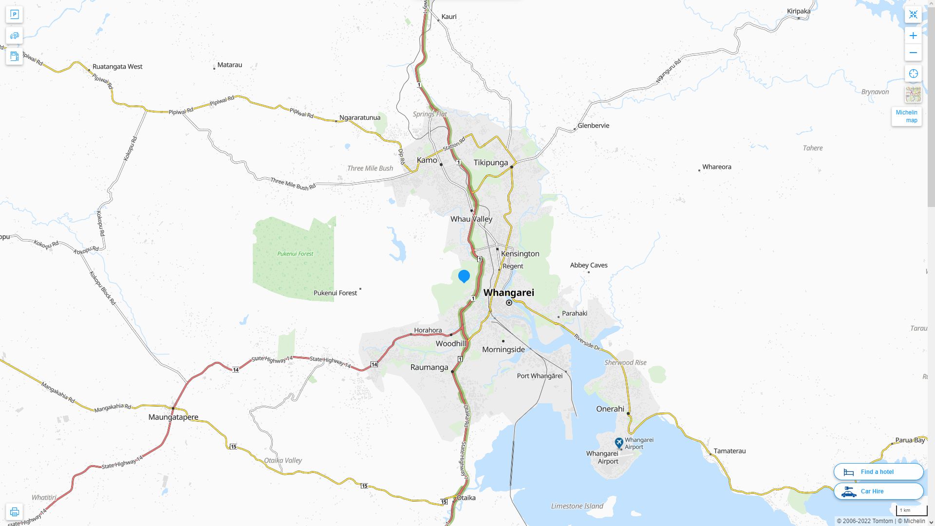 	Whangarei	 Highway and Road Map
